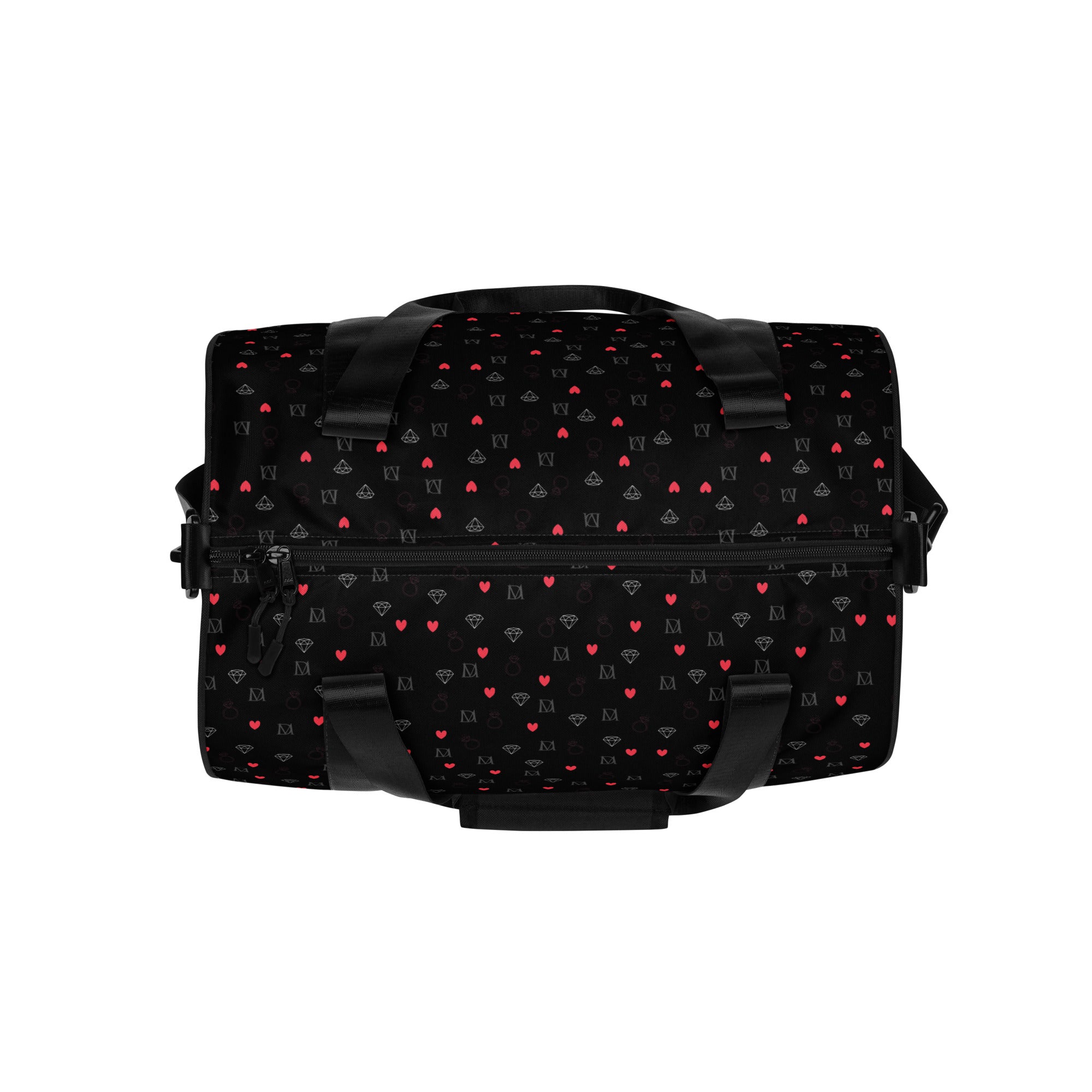 Daemon Luxury Speckled Diamonds NEMESIS Borsone Micro gym bag with all-over white and black diamond print on fabric.