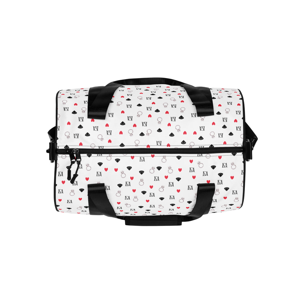 Daemon Luxury Speckled Diamonds Artica Blizzard Borsone Micro gym bag with all-over white print and diamond pattern design