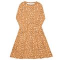 Daemon Luxury Florette Rebirth Sienna midi dress with all-over white floral print, long sleeves, and elegant design.