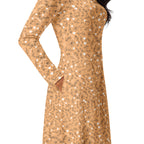 Daemon Luxury Florette Rebirth Sienna midi dress with all-over white floral print and long sleeves.