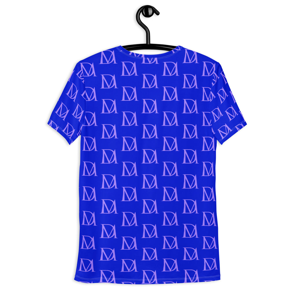Daemon Luxury ELECTRICA Lilac Relay men's athletic T-shirt with all-over print and white back design.