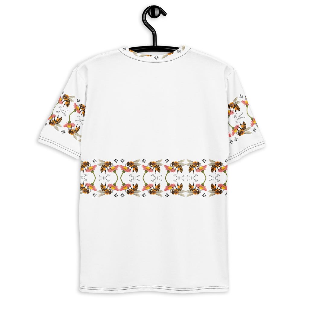 Daemon Luxury Honeybee Shores Premio il Man men's white crew neck T-shirt with all-over print design.