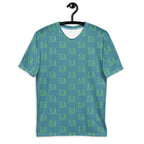 White men's crew neck T-shirt by Daemon Luxury featuring all-over Pacifico Duringo Relay Premio il Man print.
