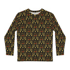 Daemon Luxury Sun Glow California men's long sleeve shirt with vibrant all-over print, front view showcasing bold design.