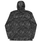 Daemon Autumn Dim men's windbreaker with all-over black print, lightweight and stylish outdoor jacket.