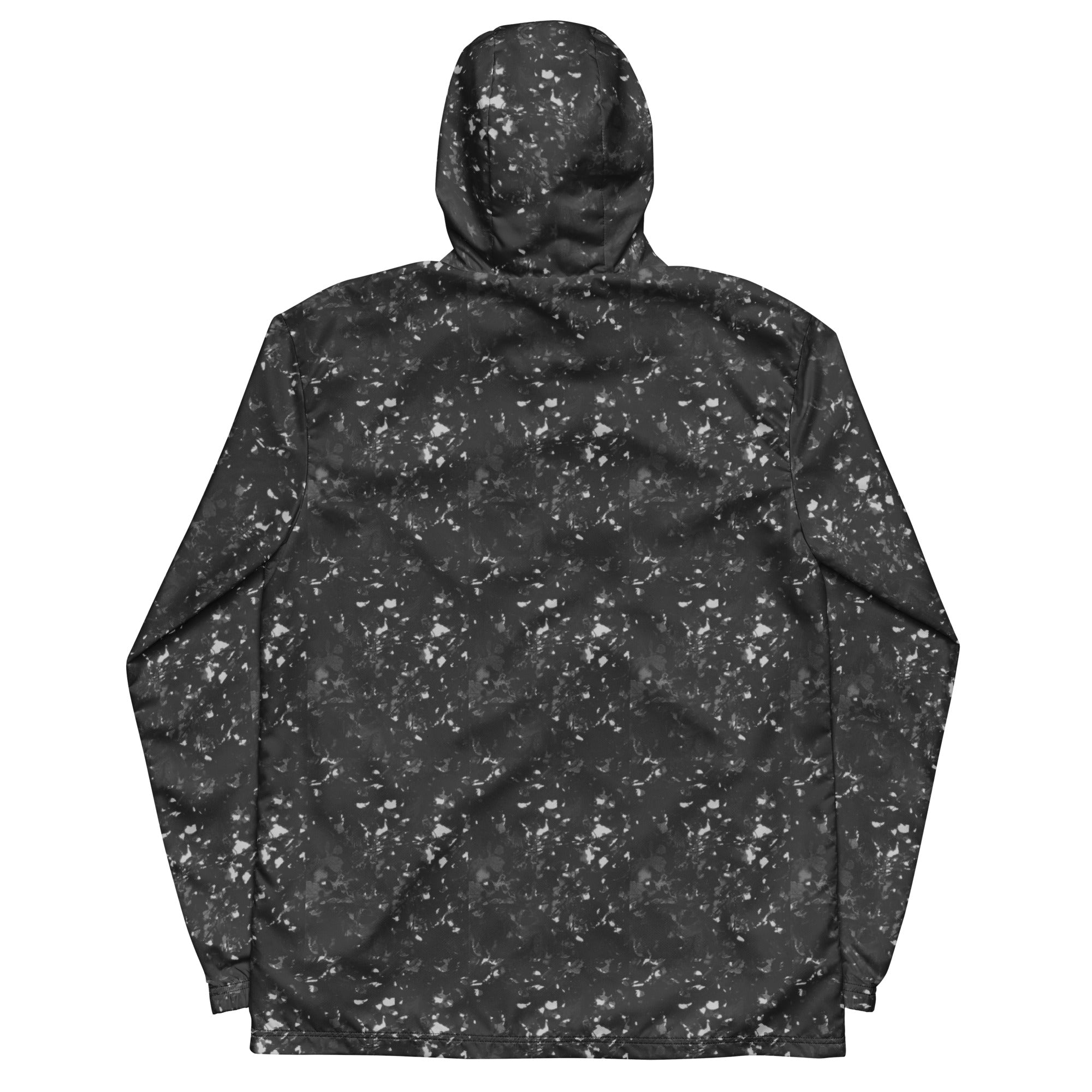 Daemon Autumn Dim men's windbreaker with all-over black print, lightweight and stylish outdoor jacket.