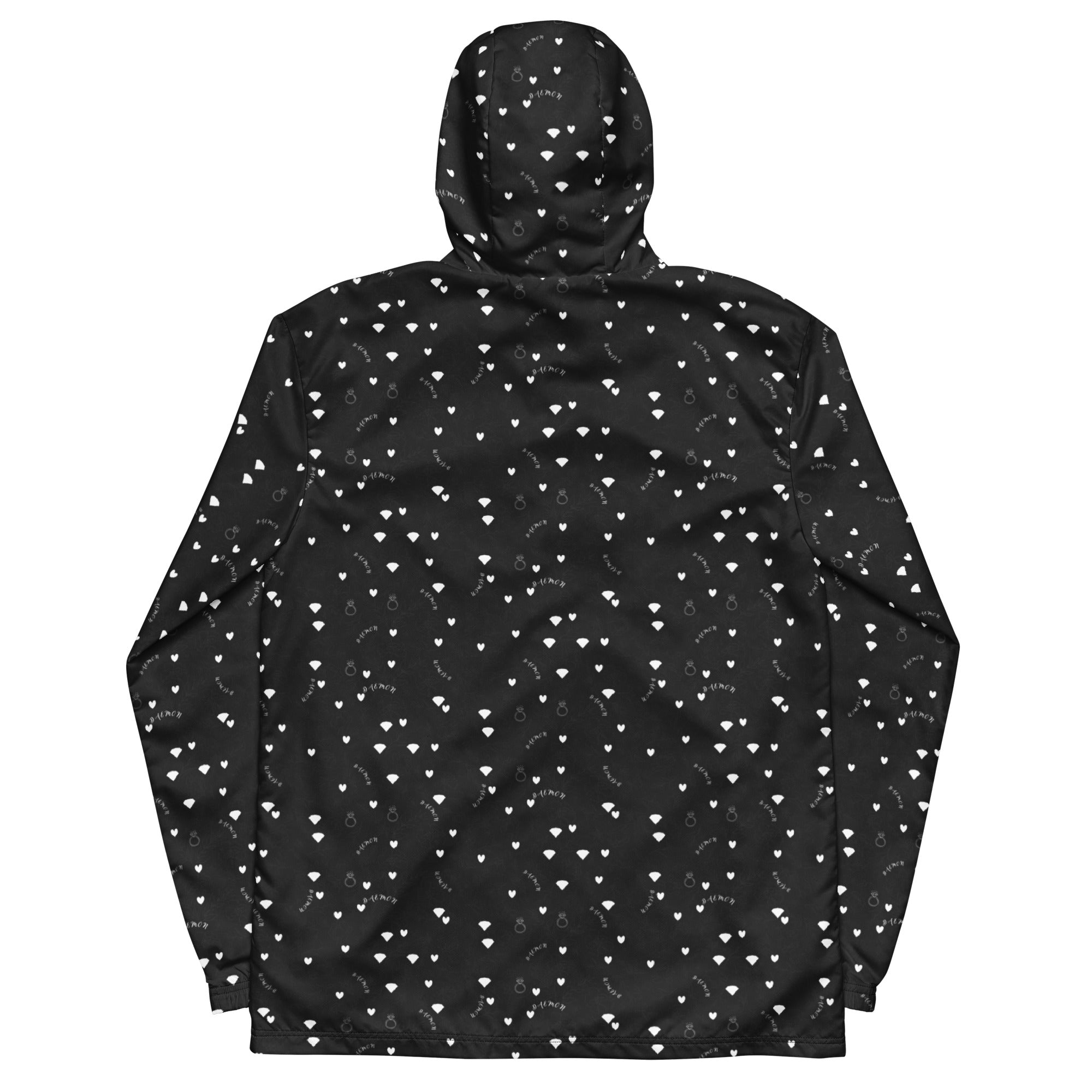 Daemon Luxury Florette Rebirth Stealth Era men's black windbreaker with all-over floral print and lightweight design.
