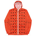 Daemon Angelic Fire men's white windbreaker jacket with all-over angelic flame print, lightweight and stylish outdoor wear.