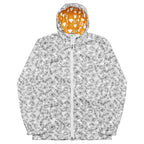 White Florette Rebirth luxury windbreaker by Daemon Luxury featuring all-over floral print and lightweight, casual design.