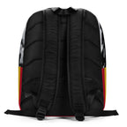 Daemon Makara Coroner SERPENTINE backpack with all-over-print white background and ruby stone design, featuring minimalist style.