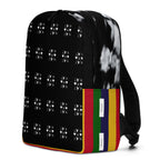 Daemon Makara Coroner SERPENTINE backpack featuring all-over print with ruby stones on a minimalist white design.