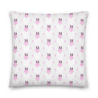 Frosted Hearts Artica premium 22x22-inch decorative pillow by Daemon Luxury with all-over heart pattern and soft fabric.