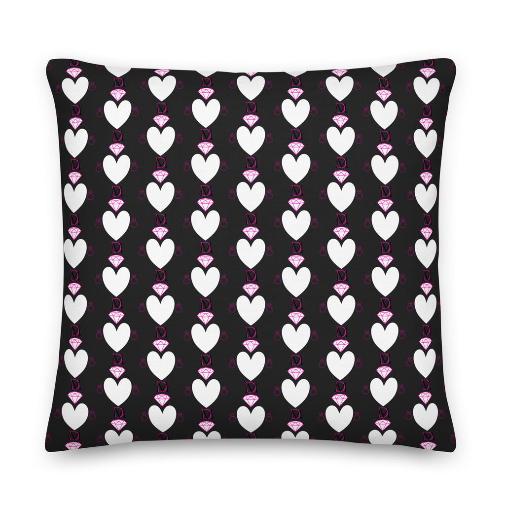 Frosted Hearts Nemesis luxury pillow with all-over print design, 22x22 inches, featuring a soft, decorative cushion for bedroom decor.