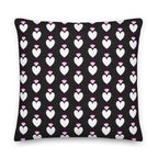 Frosted Hearts Nemesis luxury pillow with all-over print design, 22x22 inches, featuring a soft, decorative cushion for bedroom decor.