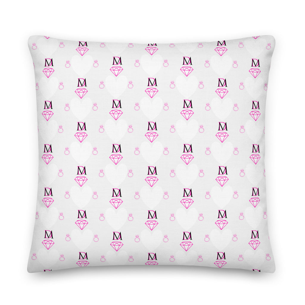 Daemon Luxury Frosted Hearts Artica bed pillow with an all-over-print design, 22x22 inches, featuring a soft, decorative heart pattern.