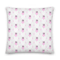 Daemon Luxury Frosted Hearts Artica bed pillow with an all-over-print design, 22x22 inches, featuring a soft, decorative heart pattern.