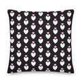 Daemon Luxury Frosted Hearts Nemesis bed pillow with all-over-print design, 22x22 inch premium decorative cushion.