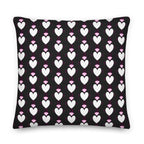 Daemon Luxury Frosted Hearts Nemesis bed pillow with all-over-print design, 22x22 inch premium decorative cushion.