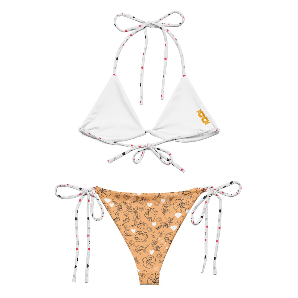 Daemon Luxury Florette Rebirth Sienna Dulce Scusa recycled string bikini with all-over white print, back view