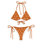 Daemon Luxury Gloomy Runner Honey Sesta Dolce Scusa recycled string bikini with all-over white print, front view.