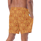 Daemon Luxury Tarmin Dim Sun Glow recycled swim trunks in white with all-over print, shown from the back.