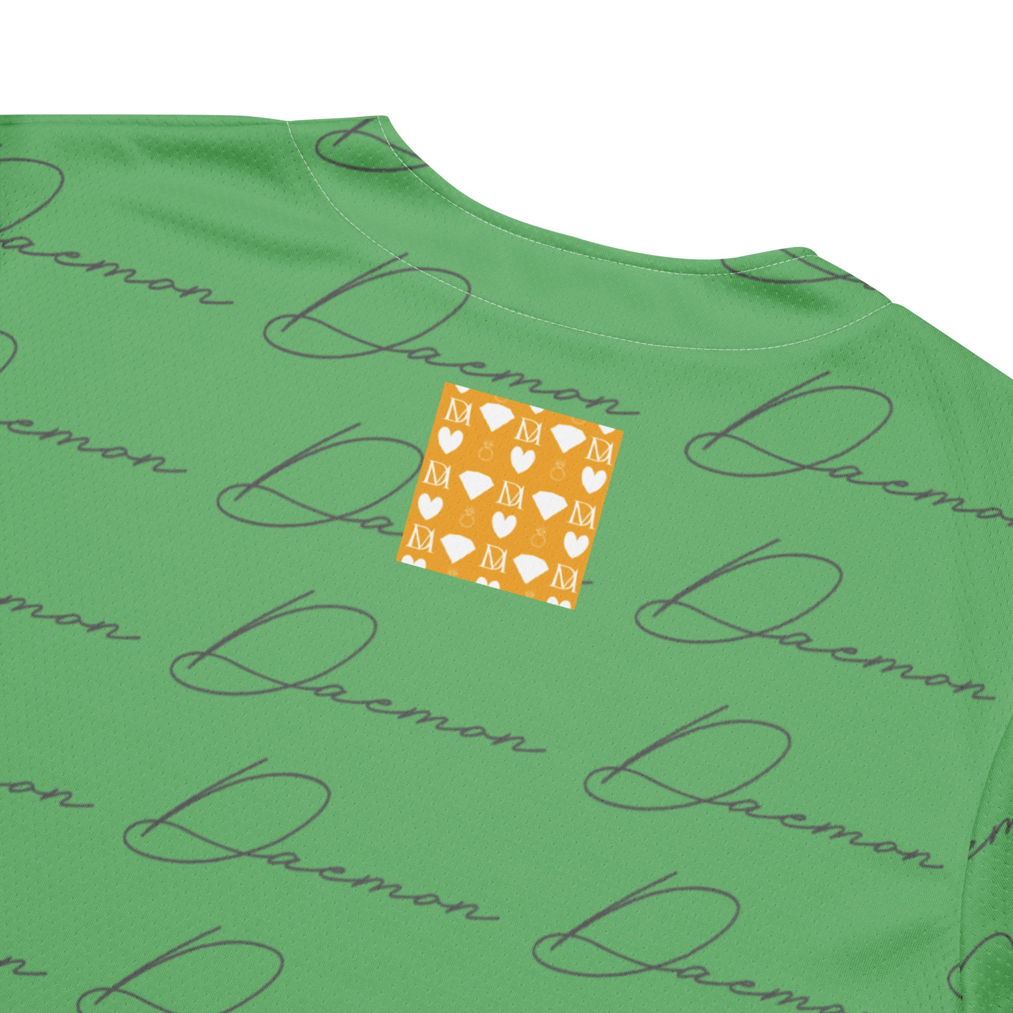 Daemon Luxury Honeybee California Signature Gardens unisex white recycled baseball jersey with all-over print design.