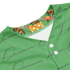 Daemon Luxury Honeybee California signature gardens unisex baseball jersey with all-over print on white recycled fabric.