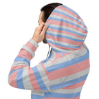 Unisex white hoodie with all-over love lines print and recycled fabric, featuring a hood and casual fit by Daemon.