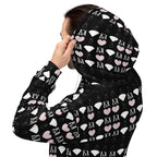 Unisex white hoodie with all-over print of frosted diamond love lock design by Daemon, casual and eco-friendly fashion.