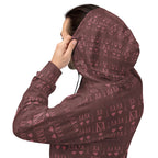 White recycled unisex hoodie with all-over Dim Horizon print and hood, by Daemon.