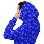 Daemon Luxury ELECTRICA Lilac Relay unisex hoodie with all-over recycled print, white back, and cozy hoodie design.
