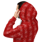 Daemon Luxury SUPREME MODELS initial ringer hoodie, all-over print recycled white unisex hoodie with back design.
