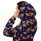 Daemon Luxury Honeybee Shores Gardena Oceanic unisex white hoodie with all-over ocean-themed print and recycled fabric.