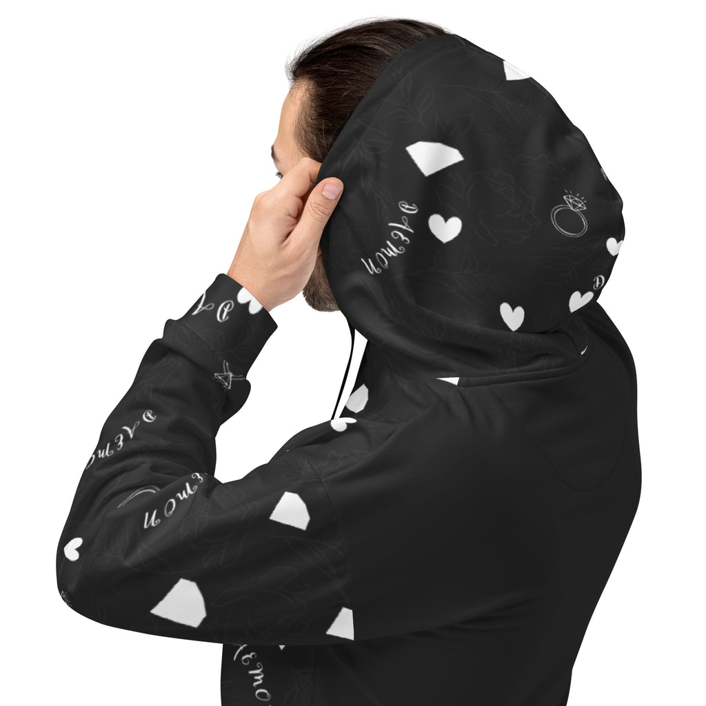 Daemon Luxury Florette Rebirth honeybee less unisex hoodie with all-over recycled print on white background