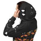 Daemon Luxury Florette Rebirth Honeybee Mirrors unisex recycled hoodie with all-over white print and hood.