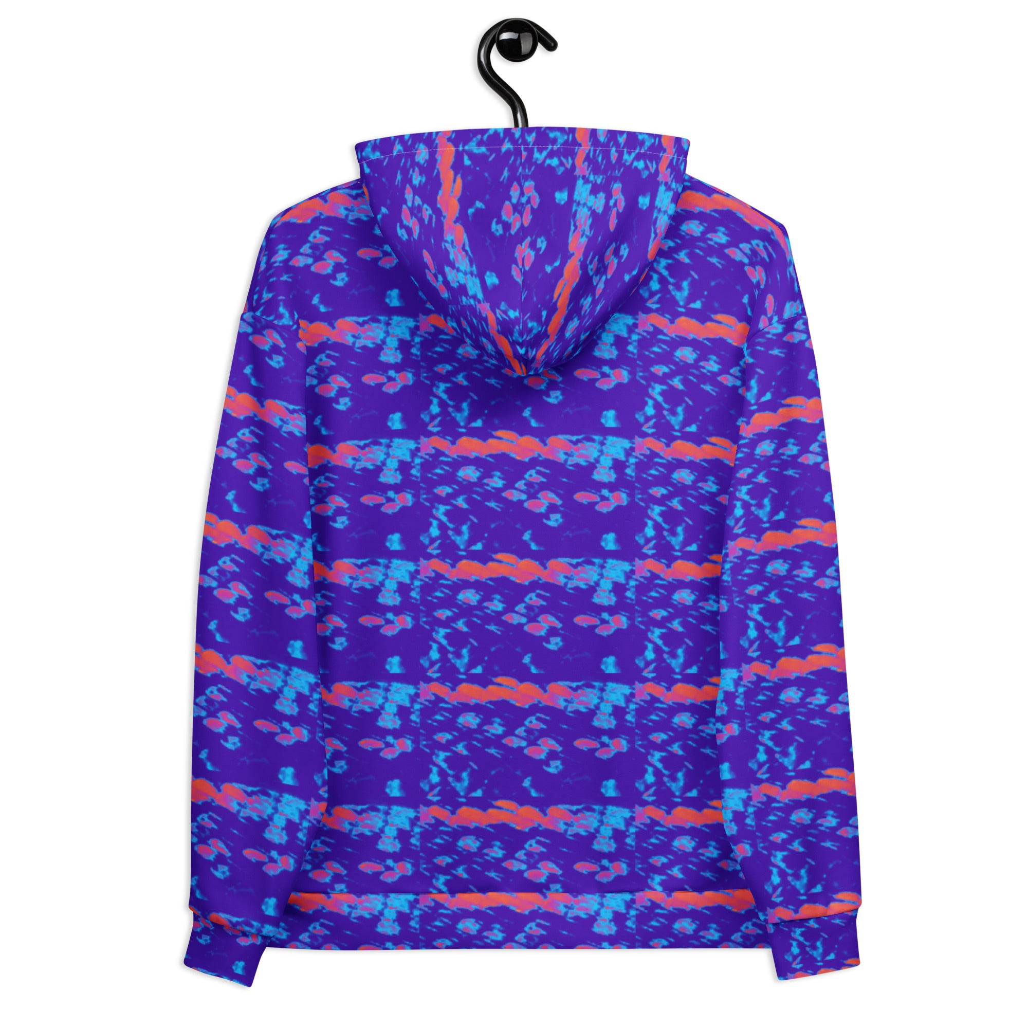 Daemon Serpentine Columbiana Therma .2 unisex hoodie with all-over recycled print and hood, white back design.