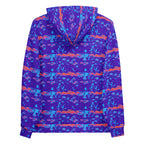 Daemon Serpentine Columbiana Therma unisex hoodie with all-over white recycled print and hood, showcasing vibrant serpentine design.