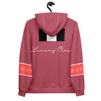 Recycled white unisex hoodie featuring an all-over print of rich ruby stones and a hood, by Daemon.