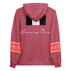 Unisex white hoodie with all-over printed rich ruby stones design by Daemon, featuring a hood and casual fit.