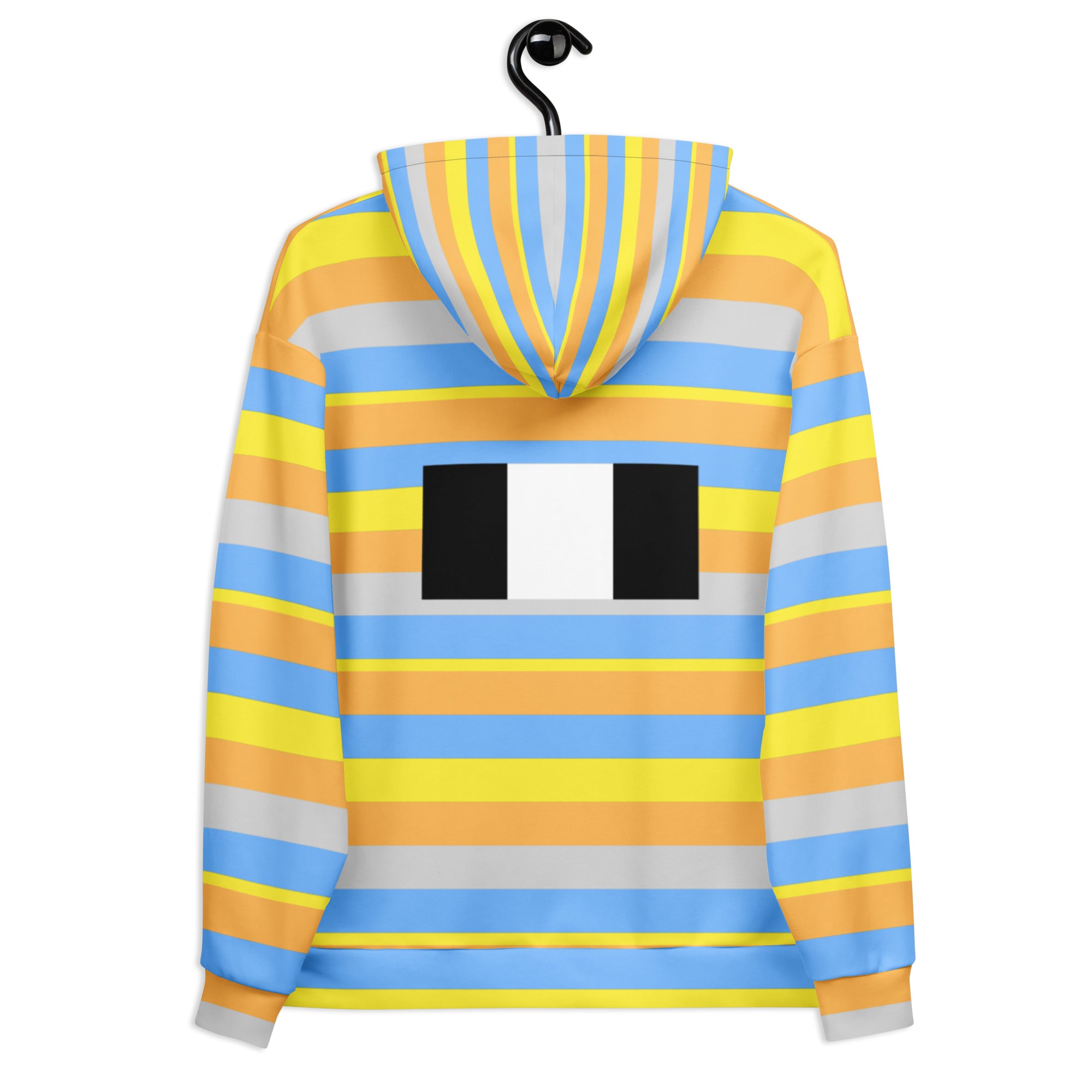 Daemon Pacific Fire Brighter Days recycled unisex hoodie with all-over white print, featuring a hood and casual fit.