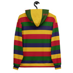 Daemon Laid Ruby Stones unisex hoodie with all-over print and recycled fabric, featuring a stylish white back design.