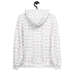 Recycled white unisex hoodie with all-over frosted diamond print by Daemon, featuring a cozy hood and casual fit.