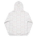 Daemon Frosted Diamonds Blissful Replay hoodie with all-over recycled print and white back, unisex casual sweatshirt.