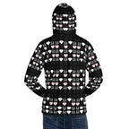 Daemon Frosted Diamonds Love Lock unisex hoodie with all-over recycled print in white, featuring diamond and love lock designs.