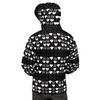 Recycled white unisex hoodie featuring all-over-print frosted diamond love lock design by Daemon.