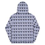 Unisex white hoodie with all-over Gloomy Runners Lavished Valentino print, featuring a hood and casual fit by Daemon.
