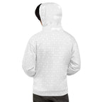 Daemon Frosted Diamonds Artica unisex recycled hoodie with all-over white print and hood, stylish and eco-friendly casual wear.