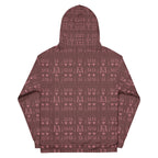 Recycled white unisex hoodie with Dim Horizon all-over print and hood, designed by Daemon.