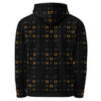 White recycled hoodie by Daemon featuring all-over-print Frosted Diamonds (Gold Tender) design on the back.