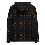 Recycled white unisex hoodie with all-over-print of frosted diamonds in gold on the back, by Daemon.